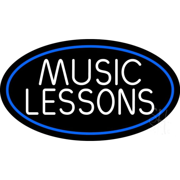 Music Lessons 2 LED Neon Sign 13 x 24 - inches Black Square Cut Acrylic Backing, with Dimmer - Premium built indoor Sign for Studio, Club, Home décor, Event, Workshop, Storefront.