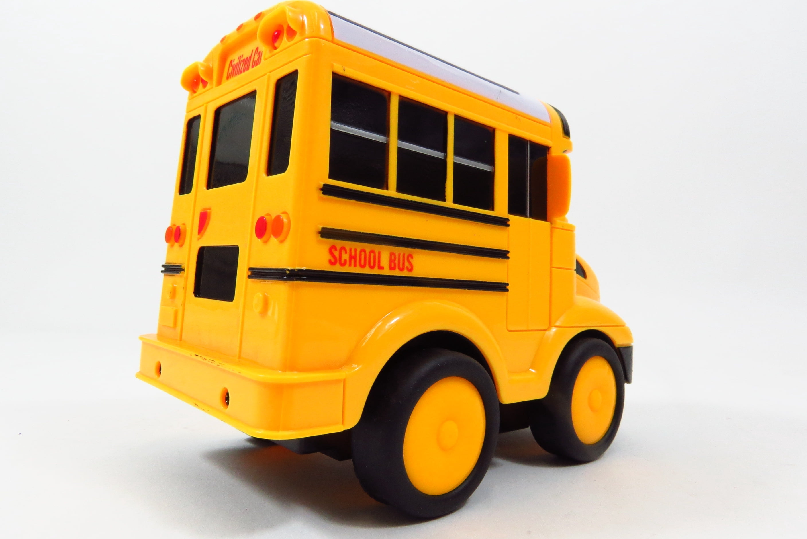 Speed Racers School Bus RC Toy Car For Kids With Steering Wheel Remote, Lights and Sounds