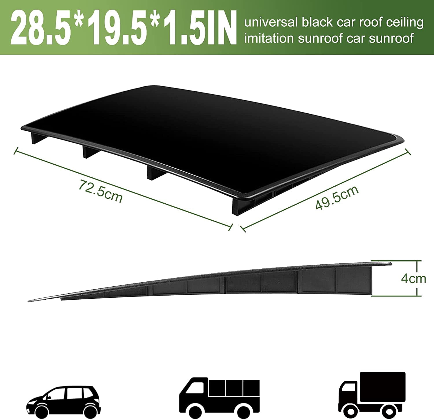 YIUIY Car Sunroof Wind Deflector, Universal Car Sunroof Cover, Vent Insulator with Insulation Waterproof Surface, Moonroof Visor, with Waterproof Double Side Tape 28.5×19.5×1.5 Inch