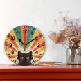 thumbnail image 2 of Yayeee 10" Wall Clock Battery Operated Quartz Round Silent Non-Ticking Home Decor, Colorful Black Cat, 2 of 6