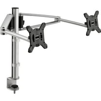 Novus MY Twin Dual Monitor Arms with 13.75" MY Column with System Clamp Base, Ergonomic & Adjustable, Silver