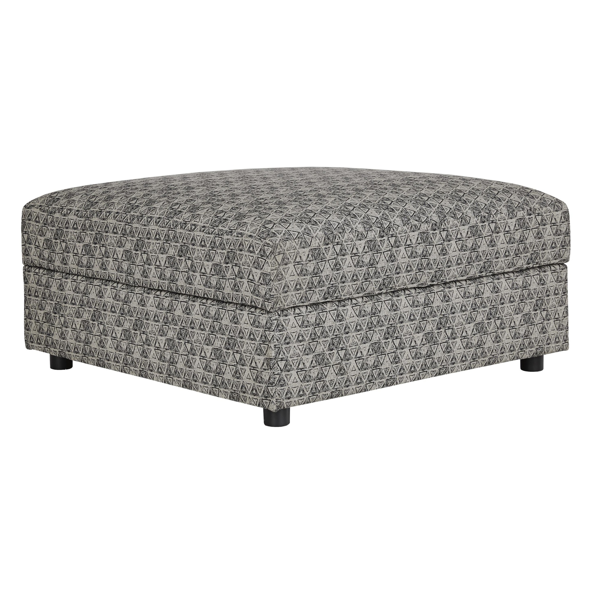 Contemporary Polyester Upholstered Ottoman with Storage, Gray and Black