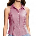 thumbnail image 2 of Noric Women's Sleeveless Striped Button Up Tank Tops Summer Casual Slim Fit Vintage Peplum Blouse, 2 of 6