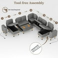 thumbnail image 3 of Akaber Sectional Sleeper Sofa, 7 Seats Modular U Shaped Cloud Couch with Pull Out Sofa Bed, Storage Chaise, USB Charging, Adjustable Backrest, 3 of 9