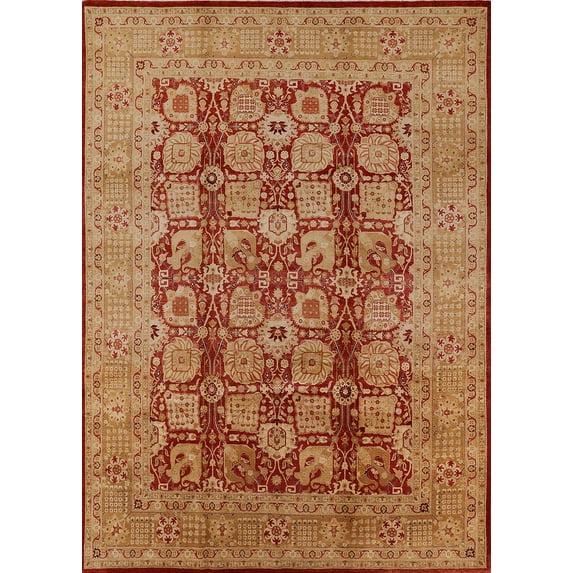 Ahgly Company Indoor Rectangle Mid-Century Modern Orange Oriental Area Rugs, 8' x 12'