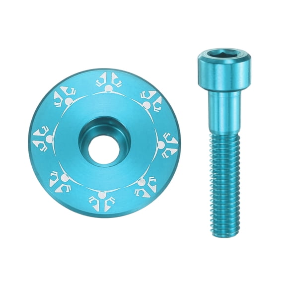 Uxcell Bicycle Headset Stem Top Cap 1-1/4" OD Snowflake Pattern with M6 Bolt, Blue