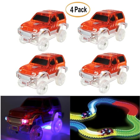 4Pcs Children LED Mini Electric Special Car for Shining Race Track Vehicle Kids Toys