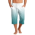 thumbnail image 2 of Mens Swim Trunks Men's Gradient Print Casual Drawstring Cropped Capri Pants Summer Swim Trunks Beach Shorts with Elastic Waist Resort Style for Vacation Spring Travel White 3XL, 2 of 9