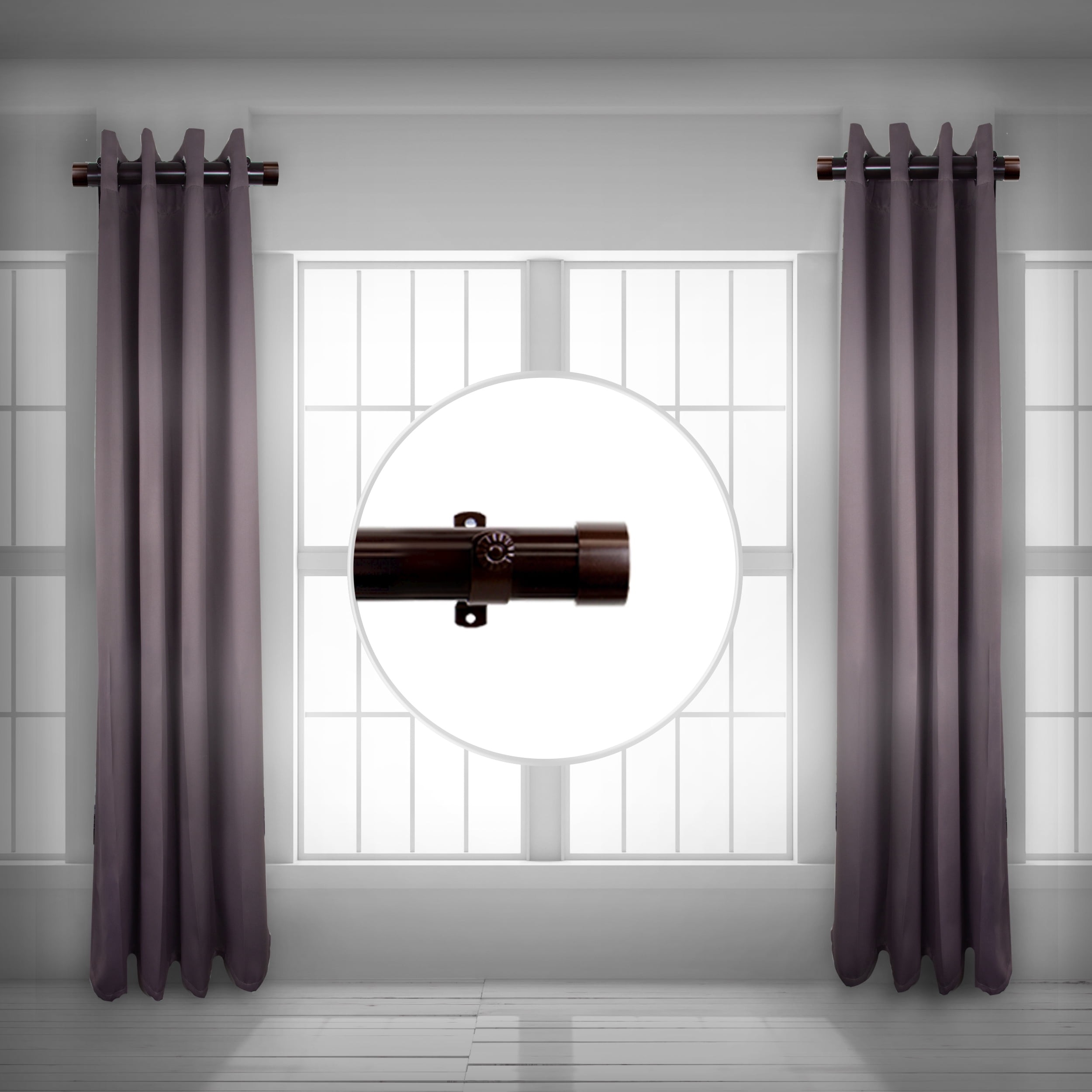 Collin 1.5" Side Curtain Rod 24 inch Long (Set of 2) - Cocoa