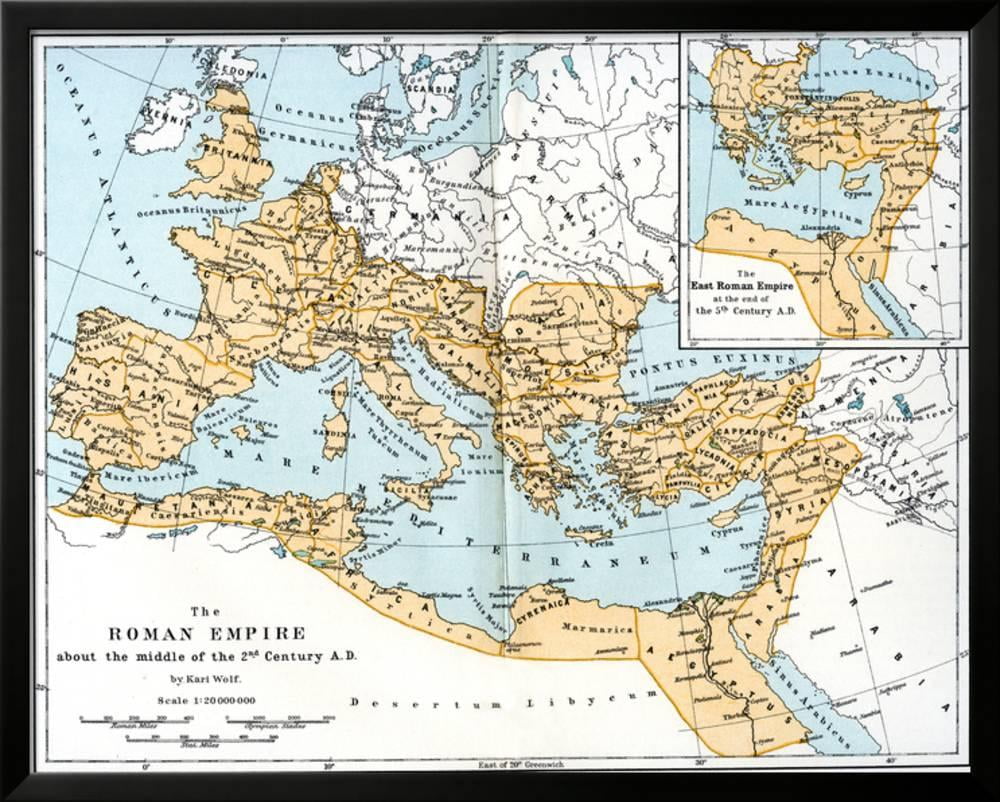 Roman Empire 2nd Century Ad Map Map Of The Roman Empire, 2Nd Century Ad, Framed Art Print Wall Art -  Walmart.com