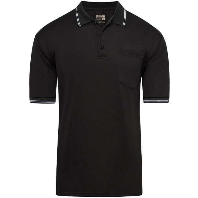 Murray Sporting Goods Short Sleeve Polo Baseball and Softball Umpire Shirt - Sized for Chest Protector (Black, Small)