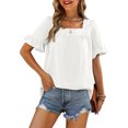 thumbnail image 2 of Blusas y blusas para mujer Elegantes camisas de verano con mangas con volantes y cuello cuadrado Blusas con lazo en la espalda OAVQHLG3B Store lin121212, 2 of 5