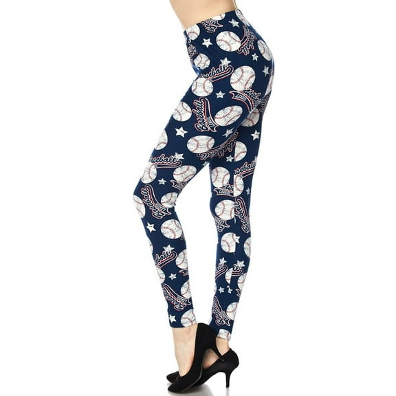 Buttery Soft Major League Baseball Plus Size Leggings - 3X-5X (One Size Plus,Blue)