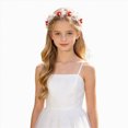 thumbnail image 2 of Cdudpw Baby Girl Floral Headband Flower Crown Elastic Hairband for Newborn Toddler(Red,5-13 Years), 2 of 5
