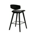 thumbnail image 6 of Armen Living Fox 28.5" Seat Height Black Faux Leather and Black Wood Mid-Century Modern Bar Stool, 6 of 9