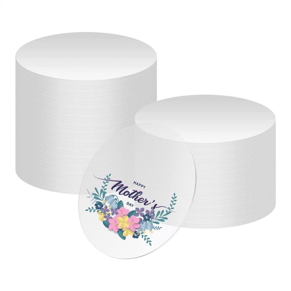 New Arrivals 50 Pcs Clear Acrylic Sheets, 4Inch Round Disc