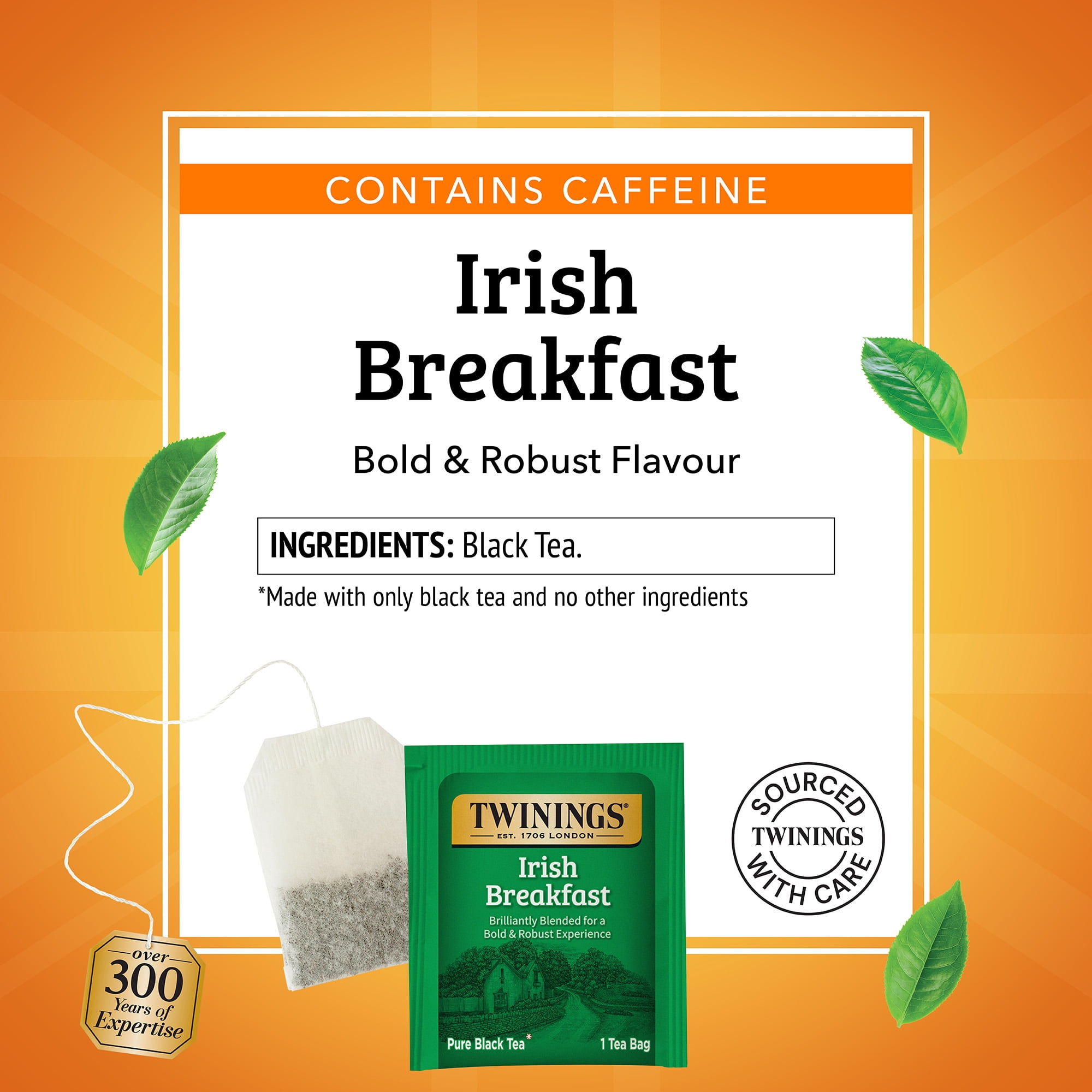 (4 pack) Twinings Irish Breakfast Robust Black Tea Bags, 50 Count Box