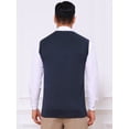 thumbnail image 3 of DARING DIVA Men's Casual Knit Sleeveless V-Neck Plaid Argyle Sweater Vest L Navy Blue, 3 of 7