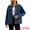 Dark Blue, variant on Women's Button Down Corduroy Collar Long Sleeve Shacket XL Dark Blue