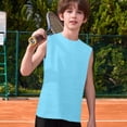 thumbnail image 4 of UACY Kids Boys Plain Sleeveless Tank Tops Tween Boys Summer Athletic Casual Crew Neck Soft Undershirt Autumn Versatile Tees (Light Blue, 9-10 Years), 4 of 7