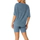 thumbnail image 3 of Conjunto de sudadera de manga corta de punto acanalado suave INSPIRE CHIC para mujer, pantalones cortos, ropa de casa, pijama, S azul, 3 of 6