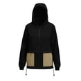 thumbnail image 5 of vdgthytj Rain Jacket Women Long Sleeve Full Zip Color Block Hooded Waterproof Fall Outdoor Outerwear with Pockets(XX-Large,Khaki), 5 of 7