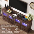 thumbnail image 3 of ChVans LED Farmhouse TV stand for up to 85" TVs with Power Outlet, 74" Large Entertainment Center Console Table, 33.5" Tall Rustic Media Console w/Storage Shelves for Living Room, 3 of 8