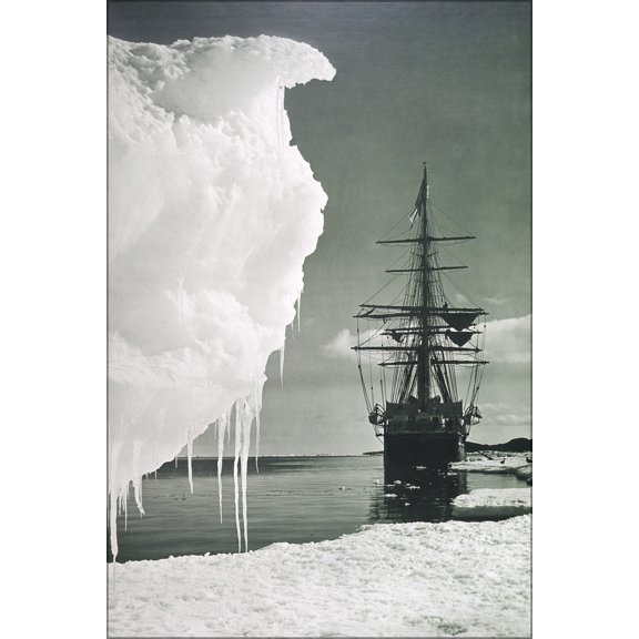 24"x36" Gallery Poster, Herbert George Ponting - The 'Terra Nova' at the ice foot, Cape Evans 1911