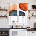 thumbnail image 2 of 2 Panels Kitchen Tier Curtains 39 Inch Length, Boho Geometric Grommets Window Treatment Curtain, Orange Blue Abstract Patterned Gold Stripes Thermal Curtains Drapes for Living Room/Bathroom, 2 of 9