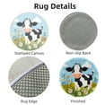 thumbnail image 3 of Latch Hook Rug Kit Cartoon Cute Dairy Cow in Wild Flowers Stamped Handmade Round Shape Carpet Crochet Yarn Craft DIY Hook and Latch Door Mat Tapestry for Home Floor Decor 50x50cm(4), 3 of 7