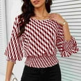 thumbnail image 4 of 3/4 Length Sleeve Womens Tops Work Blouses Dressy Casual Elastic Waist Babydoll Blouses with Smocked Cuffs, 4 of 9