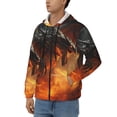 thumbnail image 3 of Wukai Fiery Dragon Of Chaos Print Men's Zip-Up Hoodie,Fleece Full-Zip Hoodie for Men, Hooded Sweatshirt-Large, 3 of 5