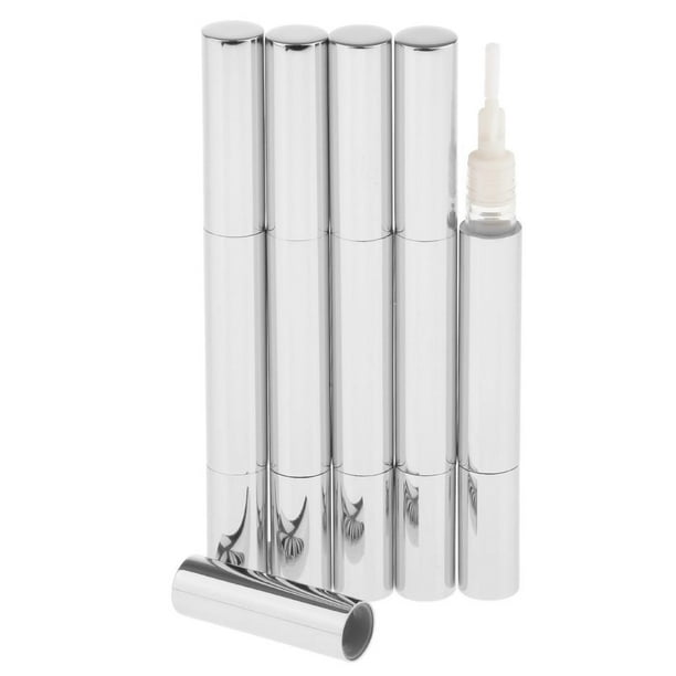 5 unidades de envases vacíos tipo bolígrafo giratorio con punta de pincel para brillo de labios, aceite de uñas y pestañas. 3ml