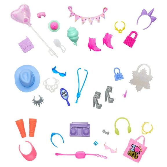 Barbie Accessories, 11 Themed Storytelling Pieces per Set for Barbie Dolls (1 Set per Purchase)