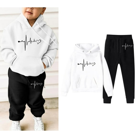 LIUYUNNN Kids Tracksuit Sets 2PC Long Sleeve White Letter California Hooded Sweatsuits and Jogger Sweatpants Fall Winter Clothes Boys' Tracksuits 8-10 Years Boys Girls Autumn and Winter Outfits