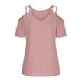 thumbnail image 4 of Women's Summer Short Sleeve Off Shoulder V-Neck Casual Lace Up T-Shirt, 4 of 6