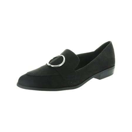 

BAR III Womens Black Metallic Ring Accent Padded Involve Pointed Toe Block Heel Slip On Loafers Shoes 5 M