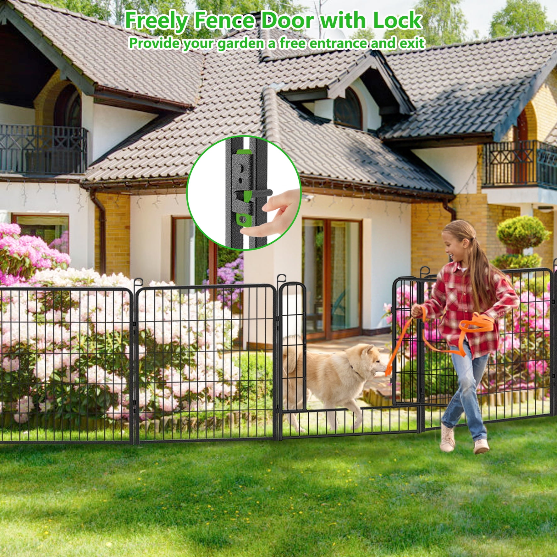 Jhsomdr Garden Decorative Fence No Dig Fence 20 Panels 32" Height Heavy Duty Metal Animal Barrier Fence for Yard & Patio