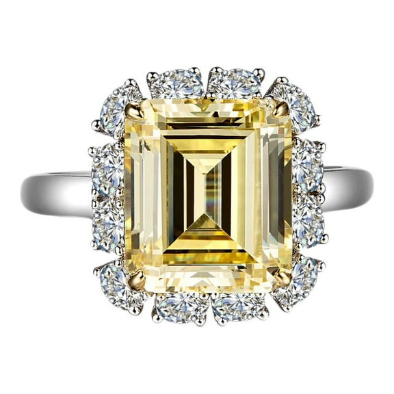 Lafonn Classic Sterling Silver 2-Tone Plated Canary Ring (6.41 CTTW)