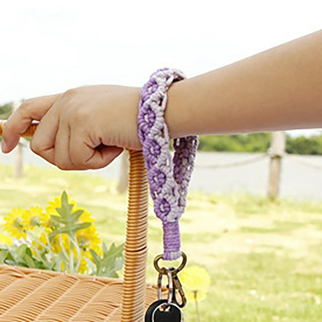 Bohemian Keychain Wrist Accessory with Floral Design for Daily Use Stylish Key Holder Handwoven Keyring
