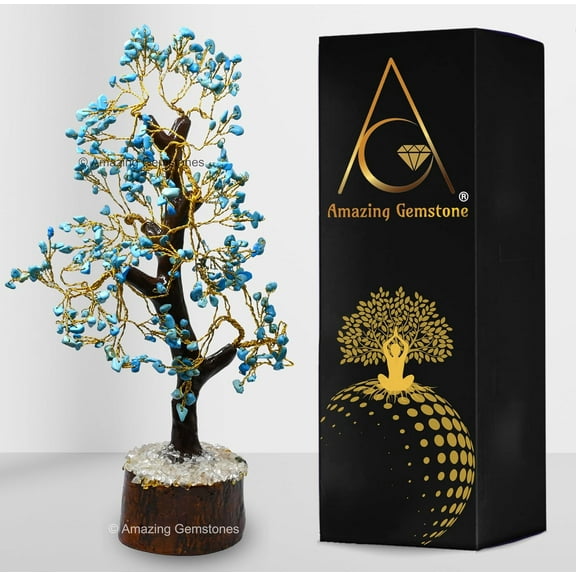 Turquoise Crystal Tree - Healing Crystal Bonsai Tree Room Decor Office Desk Decor