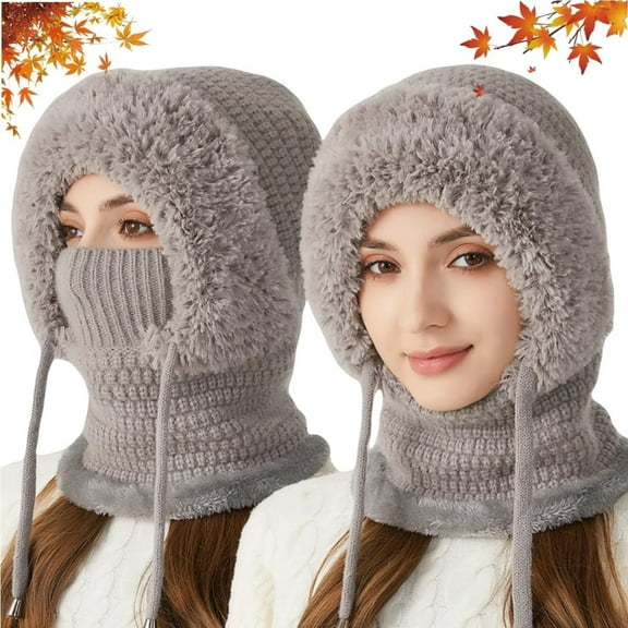 RimdGhov Women's 3-in-1 Winter Balaklava Hat - Outdoor Windproof Knit Scarf Hat