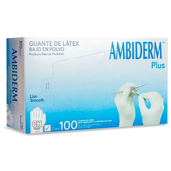 Guantes de látex no estéril plus color blanco chico-Ambiderm