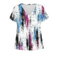 thumbnail image 5 of IchuanyiWomens Printed Tops 2025 Spring Summer Short Sleeve V Neck T Shirts Casual Tee with Side Shirring, 5 of 6