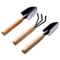 thumbnail image 1 of Rastrillo de pala duradero para plantas, flores en maceta, plántulas, suelo suelto, mango de madera para bonsái, tamaño perfecto para manos pequeñas, 3 uds., 1 of 5