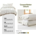 thumbnail image 3 of Simple&Opulence 100% Washed Linen Duvet Cover King Size -3 Pieces - Natural Flax French Country Bedding Set - Breathable Farmhouse Comforter Cover with Coconut Button Closure - White and Grey, 3 of 6