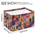 thumbnail image 4 of Yayeee Canvas Storage Basket with Handles for Shelves Fabric Bins Closet Organizer, Art Buildings, 4 of 8