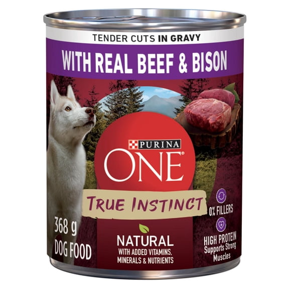Purina ONE True Instinct Tender Cuts In Gravy With Real Beef and Bison, Wet Dog Food 368g
