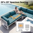 thumbnail image 3 of RADIATA Patio Aluminum Furniture Set with Fire Pit Table and Oversized 29" Seats, 7 Pieces Outdoor Sectional Conversation Sofa Set for Backyard, Poolside, 500 lb/Seat, White & Green Blue, 3 of 11
