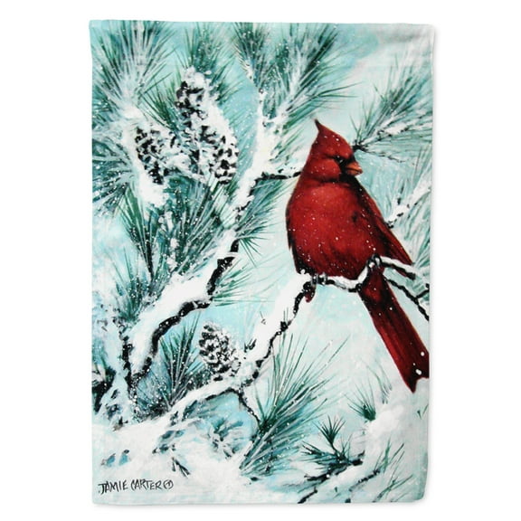 Carolines Treasures PJC1057CHF Winters Glory Redbird 1 Northern Cardinal Flag Canvas House Size  Large multicolor